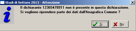 - 326 - Manuale di Aggiornamento Se sul frontespizio del modello Unico non è stato ancora abilitato il flag Studi di sett.