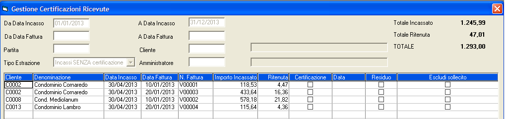 Bollettino 5.3.0-63 6.2 RITENUTE CLIENTI: nuovi campi nelle Certificazioni ricevute [5.30.