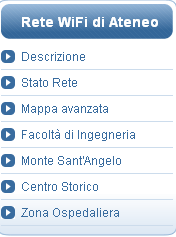 Menu Utente Menu Utente con Account Cliccando su una delle voci presenti nel menu di scelta, sarà possibile accedere alle pagine di descrizione e a quelle HTML di Monitoraggio della rete; che sarà