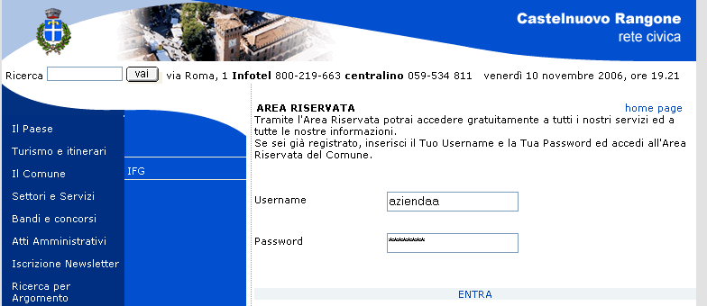 11.4 Funzionalità dell area Back-office del Portale internet Da quest area gli amministratori del sistema, tramite quest area riservata non visibile a tutti gli utenti, possono gestire sia le