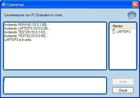 Conversare con i Client NetSupport DNA permette di conversare simultaneamente con più Client connessi tramite una finestra di testo a scorrimento. 1.