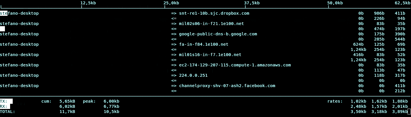 3.9. SOFTWARE DI MONITORAGGIO 19 IFtop: è un software di monitoring del sistema da shell.