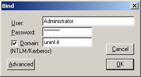 CAPITOLO 5 INTERAZIONE CON I DIRECTORY SERVICES La schermata precedente ci viene mostrata, se Active Directory è configurato correttamente e se abbiamo inserito i giusti vaolori nella finestra di