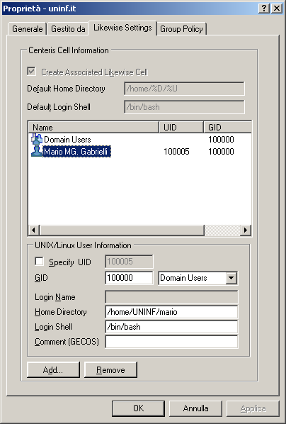 CAPITOLO 8 AUTENTICAZIONE SICURA CON CENTERIS LIKEWISE Likewise Centeris modifica lo snap-in Utenti e computer di Active Directory di Active Directory così l amministratore può manipolare gli