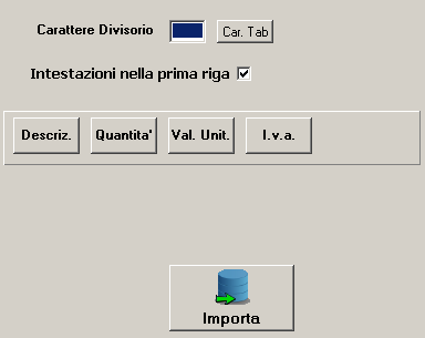 Il carattere divisorio serve a capire come il file dal quale importiamo suddivide i dati.