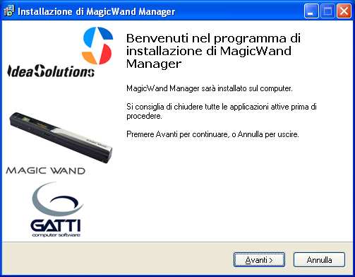 1. Setup del Software Dopo aver effettuato il Download del software Magic Wand Manager dal sito www.magicwand.