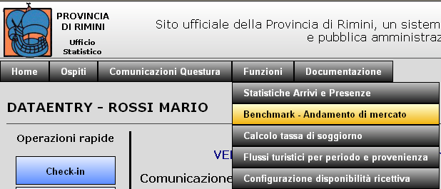 3.5 Benchmark - Andamento di mercato Questa statistica a cui si accede dal menù funzioni Benchmark andamento di mercato permette di comparare vari indici relativi al movimento della propria struttura