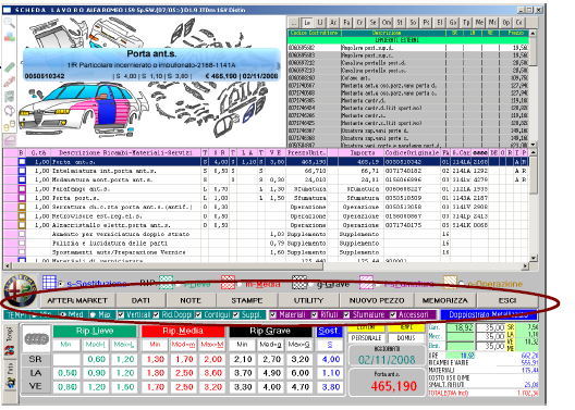 La quarta, quinta e sesta colonna visualizzano i tempi ed infine la settima colonna indica il prezzo del ricambio. Le ultime tre colonne visualizzano dei codici interni al programma.