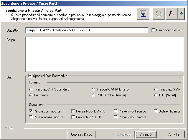 1.5.5 Trasmissioni Schede Fare click sul pulsante Trasmetti. Selezionare Privato/Terze Parti e fare click sul pulsante Avanti.