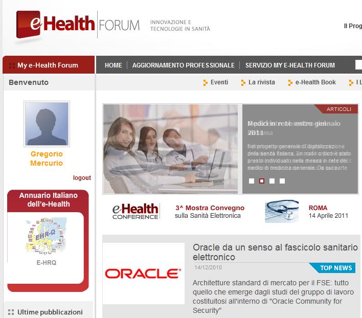 Figura 1: Accesso all'annuario Italiano dell'e-health L Annuario intende fornire una panoramica esaustiva sul settore dell industria, inteso nella sua accezione più vasta possibile, includendone