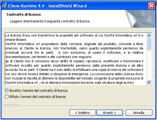 Mettere la spunta su Accetto i termini del contratto di licenza e cliccare Avanti.