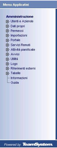 Uso generale delle Applicazioni Menu applicativi - Amministrazione Gestione Anagrafiche di Aziende/Utenti Gestione di Gruppi/Utenti Definizione di aziende come Studi/Capigruppo Impostazione dei