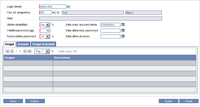 Modalità generale di gestione dati Confermare eventualmente la creazione del nuovo elemento.