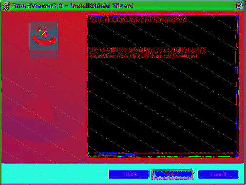 Viene avviata l'installazione di SmartViewer30 Al termine dell'installazione, fare clic su [Finish] per uscire dalla schermata di installazione installazione Aggiornamento Se SmartViewer è installato