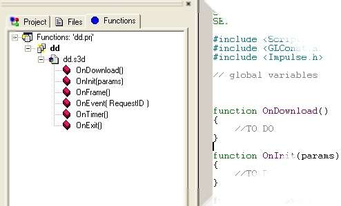 Struttura di uno script S3D Ogni script S3D è basato su 6 funzioni predefinite: OnDownload() OnInit() OnFrame()