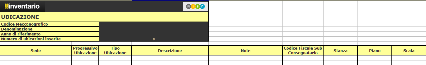 Inventario SIDI (4/10) Foglio excel per inserimento