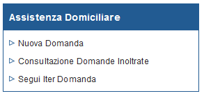 2.4 ACCESSO AL MODULO PDF PER LA PRESENTAZIONE DELLA DOMANDA Selezionando la voce di menu Nuova Domanda si potrà procedere alla presentazione della domanda per accedere alle prestazioni di Assistenza