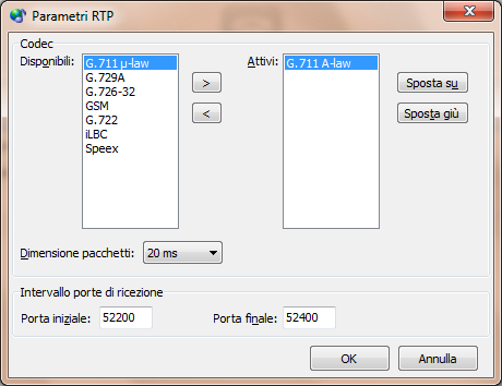 Outbound emergency proxy Questo parametro deve essere utilizzato per indicare il proxy outbound di emergenza che dovrà essere impiegato per chiamare i numeri di emergenza (112, 113, 114, ecc) quando