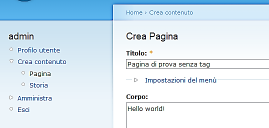 Anche in questo caso i paragrafi verranno automaticamente convertiti in tag html di tipo <br />.