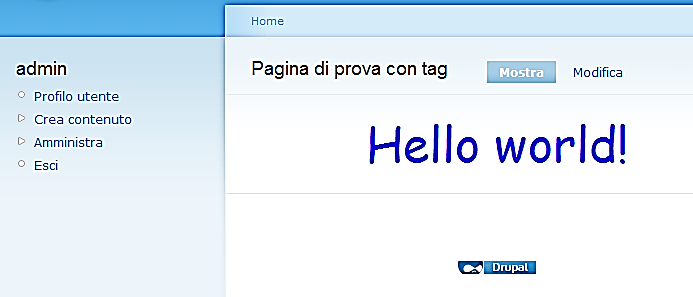 20 e risultato. Creazione pagina con l uso di tag html e risultato.