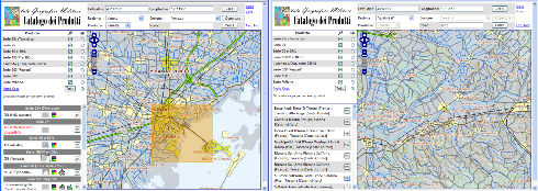 I cataloghi I cataloghi web realizzati sono cinque, tre di servizi per l utente: Prodotti Cartografici, Foto Aeree e Punti Geodetici.