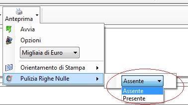 Pulizia Righe Nulle Se Assente tutte le righe della tabella saranno stampate, se Presente le righe i cui valori sono nulli non saranno stampate.