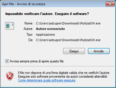 Scegliendo Esegui potrebbero apparire i seguenti avvisi, sempre relativamente il browser di utilizzo, nel caso, procedere come segue: oppure Figura 5 - Firefox 4.0 Figura 6 - Internet Explorer 9.