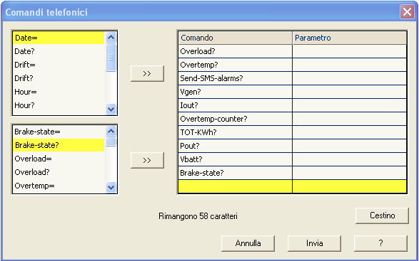 Il sistema può essere dotato di una telemetria GSM (opzionale) per il controllo remoto e la ricezione di messaggi SMS di allarme su diversi parametri: La telemetria opera in due modi distinti: 1.