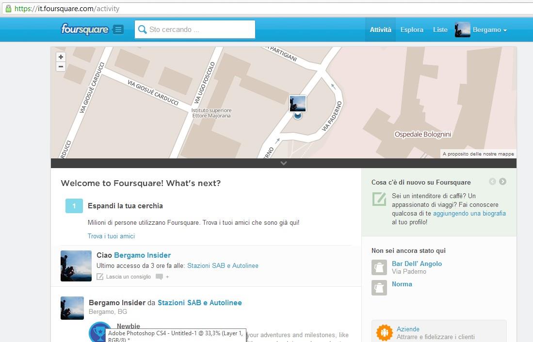 Bergamo: la pagina Foursquare La pagina