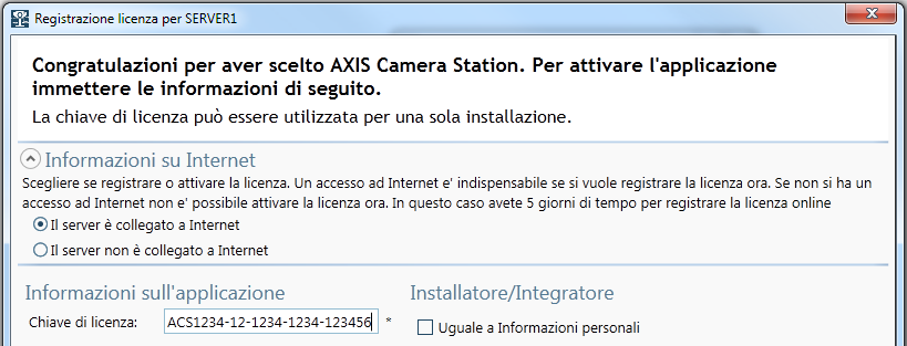 Pag. 10 Guida di installazione di AXIS Camera Station Connessione a Internet: Registrazione automatica Se AXIS Camera Station è installato su un computer con accesso a Internet, è possibile