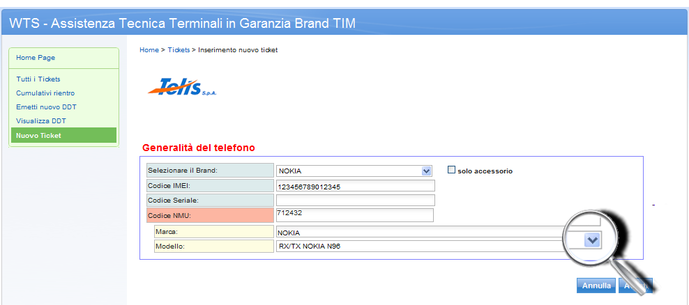 5.1.7.1 - Apertura di un Ticket Generico Iniziamo però dall apertura di un ticket generico.