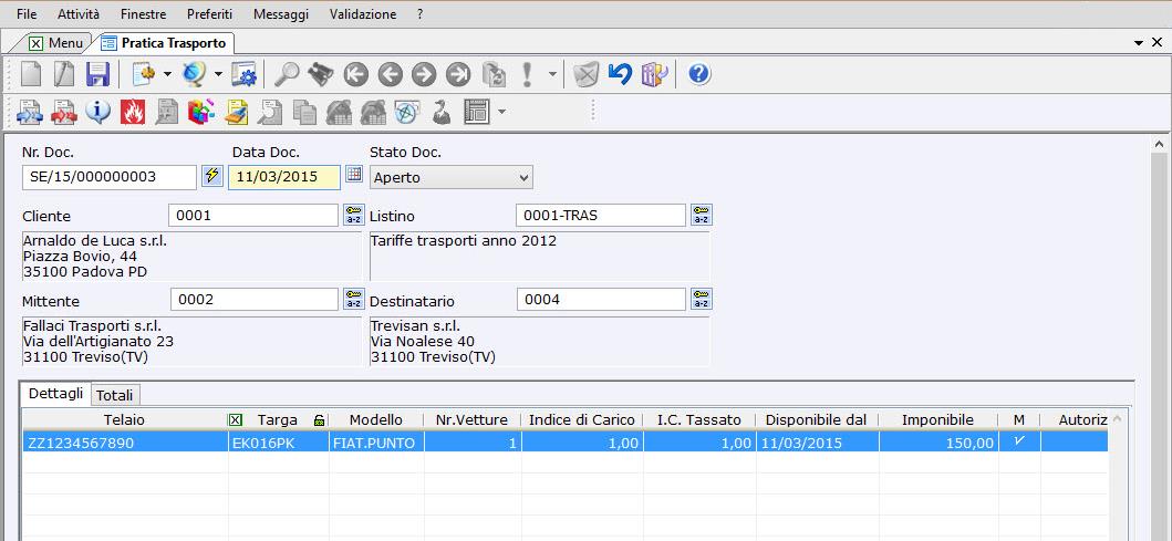 Laddove l uno contiene le informazioni relative al veicolo trasportato (targa, telaio, modello, indice di carico, ecc.