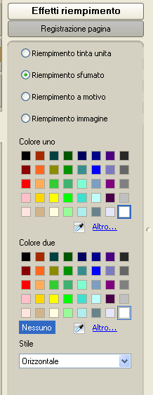 Cambiare Effetti Riempimento Vi sono molte opzioni per riempire un oggetto di colore. Si può anche riempire un oggetto con un motivo o con un immagine.