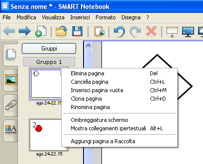 Gestire le pagine di Notebook Presentiamo di seguito i comandi che consentono di gestire le pagine di Notebook.