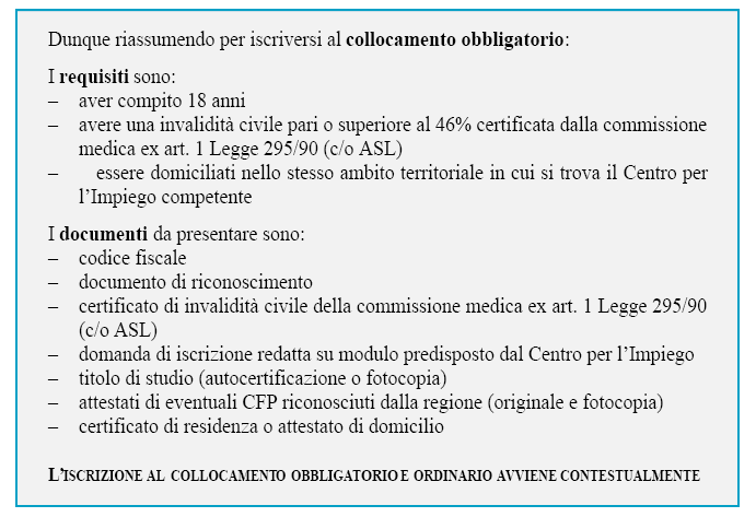 Rrecandosi presso lo sportello Collocamento disabili ci si iscrive al collocamento obbligatorio e automaticamente a quello ordinario.