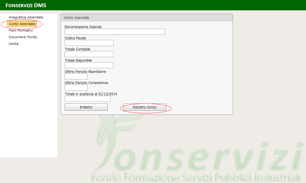 3. Conto Aziendale Cliccando sopra la scritta Conto Aziendale, presente sulla sinistra della Home page dell area riservata, si accede ad una pagina (Figura 7) con alcuni dati bloccati (Denominazione