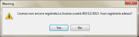 All avvio di AXCOM verrà richiesta la LICENZA SOFTWARE. Cliccare su Yes e inseguito selezione il file.
