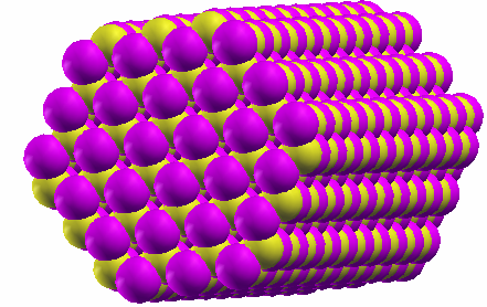 As non equivalenti dal punto di vista cristallografico. b) Modello tridimensionale di un nanofilo di GaAs con struttura WZ con 54 atomi per ogni coppia di piani a, b.