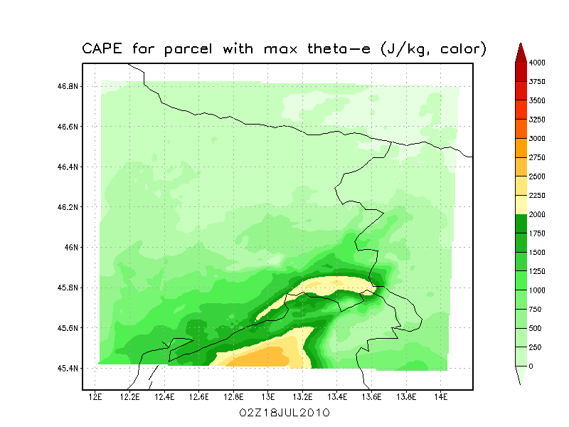 Model lo meteorologico WRF (versione operativa a risoluzione 2 x 2 km2)