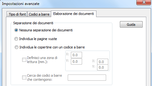 Come...? Per accedere alle opzioni di separazione dei documenti: Fare clic sul tasto di Readiris, poi su Impostazioni avanzate. Fare clic sulla scheda Elaborazione dei documenti.