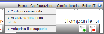2.1 La barra dei menu > La barra dei menu stampa realmente necessarie. È possibile assegnare le code e definire un ordine specifico delle code per ogni operatore del centro stampa.