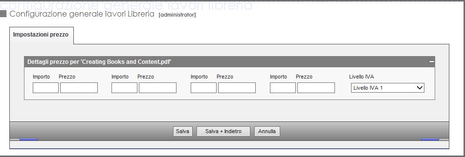 2.1 La barra dei menu > La barra dei menu Viene visualizzata una finestra che consente di impostare i nuovi prezzi per i lavori selezionati.