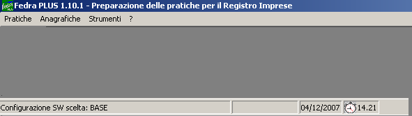 5 MENU' GENERALE Inseriti i dati in maniera completa nel riquadro CONFIGURAZIONE, il sistema presenta una schermata d'approccio all'applicazione.