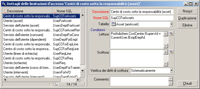 AssetCenter Definizione delle limitazioni di accesso La gestione delle limitazioni di accesso viene effettuata: mediante il menù Amministrazione/ Limitazioni di accesso.