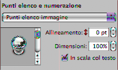 Nessun punto elenco: scegli questa opzione se non desideri punti elenco visibili, ma vuoi poter specificare la misura dei rientri dei livelli in un elenco ordinato.