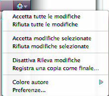 mm Per selezionare modifiche da rivedere una alla volta, fai clic sui pulsanti freccia su o freccia giù nella barra di rilevamento.