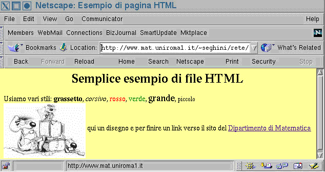 Un semplice esempio di file HTML.