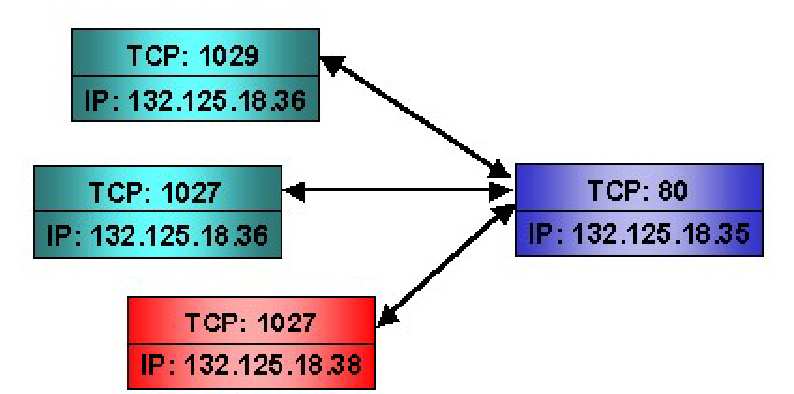 L'indirizzo completo di un'applicazione su Internet è quindi dato dall'insieme di indirizzo IP e porta TCP ed è denominato socket; ad esempio: indirizzo IP = 132.125.18.