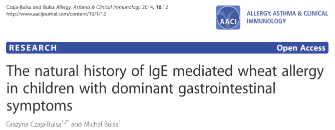 Allergia al Grano nei Bambini The prospective analysis covered 50 children with positive food challenge results (DBPCFC) and