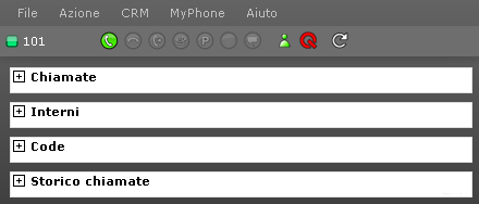 Usare l assistente 3CX La finestra dell assistente 3CX è divisa in quattro sezioni: Chiamate, Interni, code e storico chiamate Chiamate La sezione chiamate mostra tutte le chiamate attive, divise in